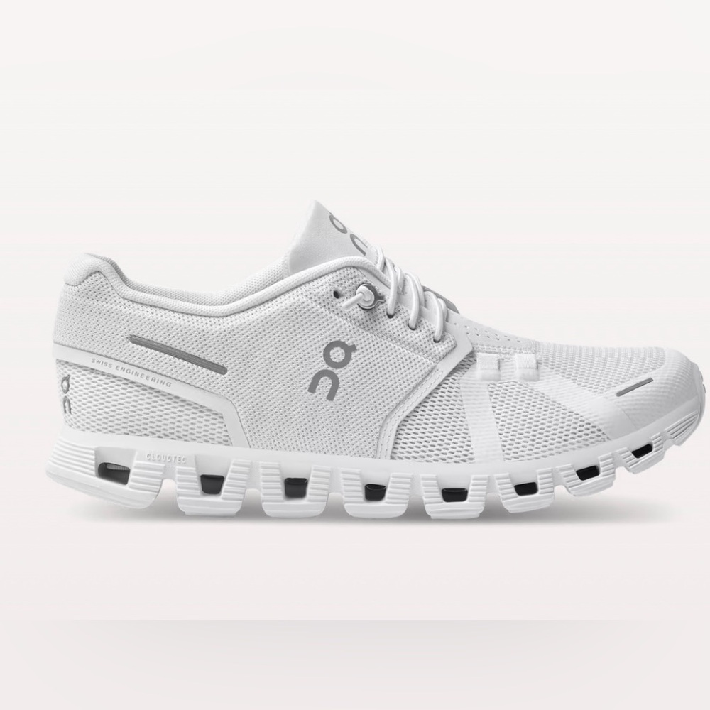 On running white sneakers